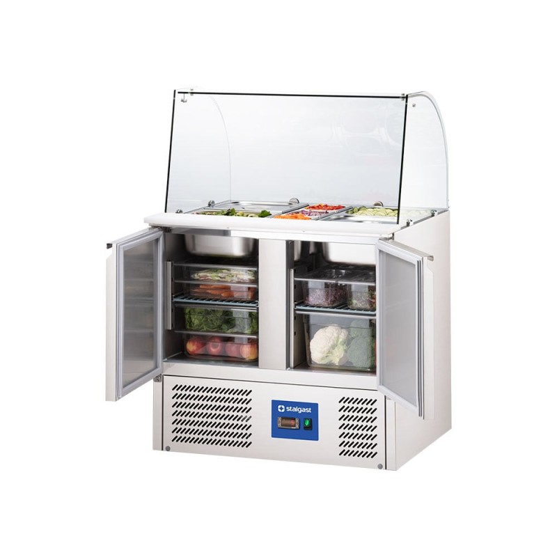 STALGAST - Table réfrigérée à salades à deux portes avec superstructure en verre, V 240 l