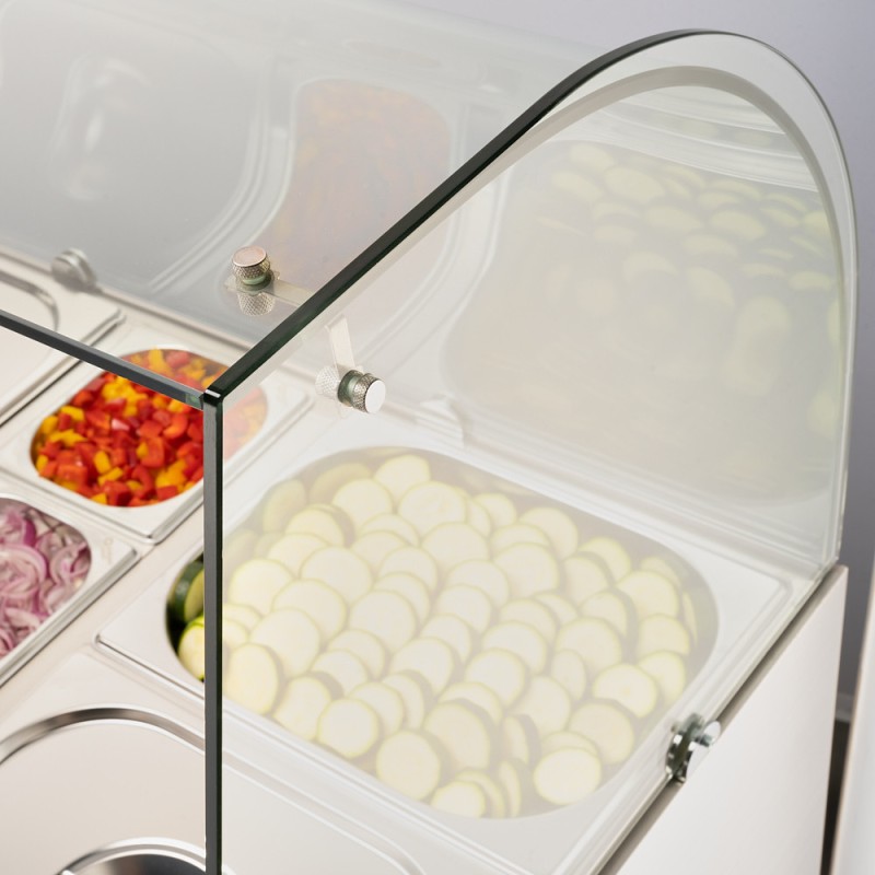 STALGAST - Table réfrigérée à salades à deux portes avec superstructure en verre, V 240 l