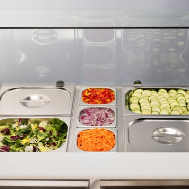 STALGAST - Table réfrigérée à salades à deux portes avec superstructure en verre, V 240 l