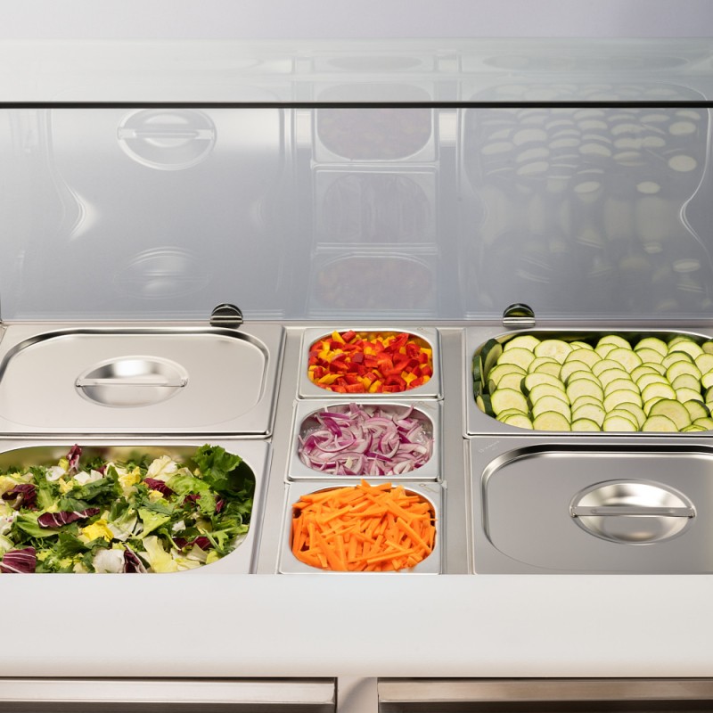 STALGAST - Table réfrigérée à salades à deux portes avec superstructure en verre, V 240 l