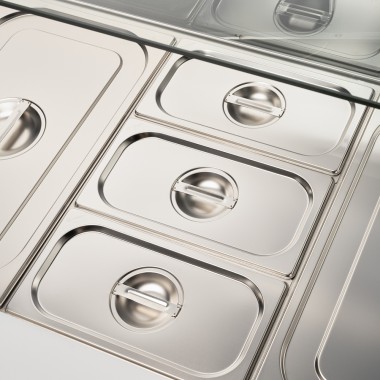 STALGAST - Table réfrigérée 3 portes pour salades avec surélévation en verre, V 368 l