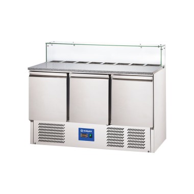 STALGAST - Table réfrigérée 3 portes pour pizza avec dessus en verre, V 402 L