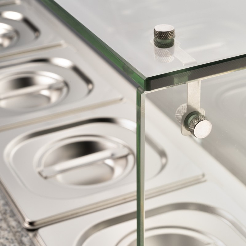 STALGAST - Table réfrigérée 3 portes pour pizza avec dessus en verre, V 402 L