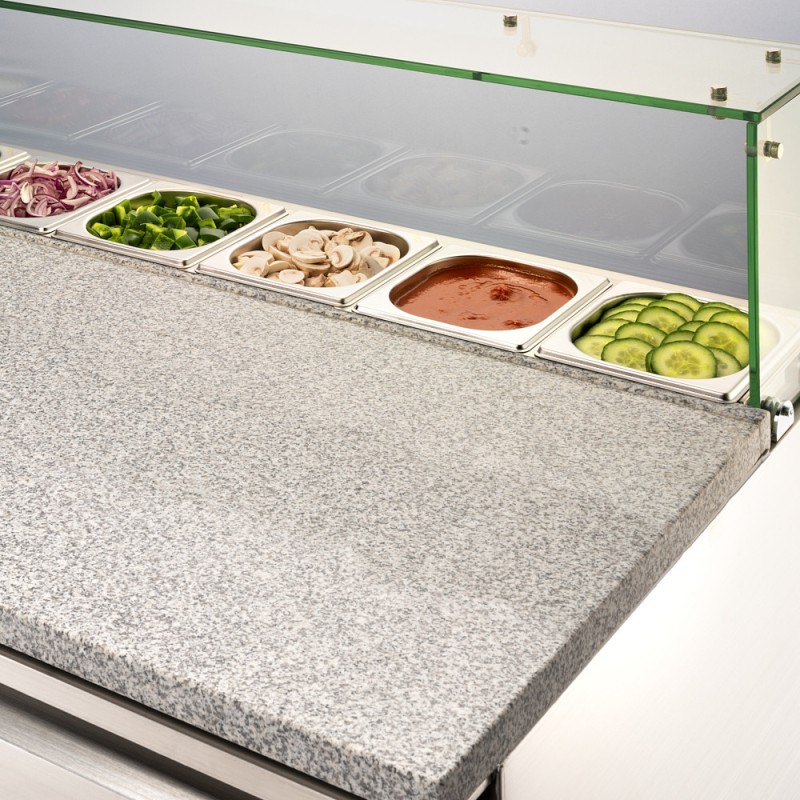 STALGAST - Table réfrigérée 3 portes pour pizza avec dessus en verre, V 402 L
