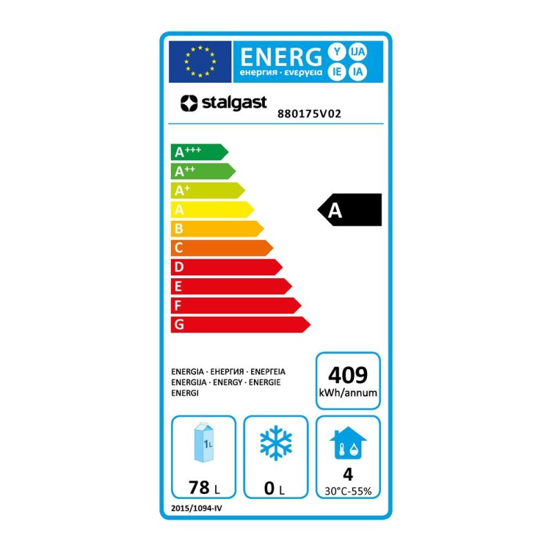 STALGAST - Armoire réfrigérée en acier inoxydable intérieur en ABS V 129 l
