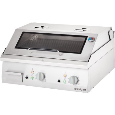 STALGAST - Plancha électrique nervurée avec couvercle 8,1 kW