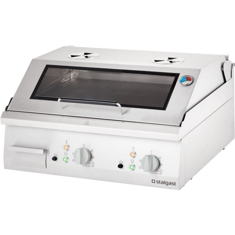 STALGAST - Plancha électrique nervurée avec couvercle 8,1 kW