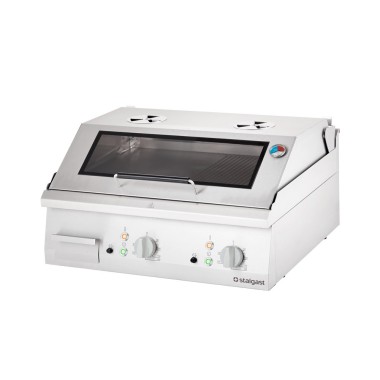 STALGAST - Plancha électrique lisse et nervurée avec couvercle 8,1 kW.
