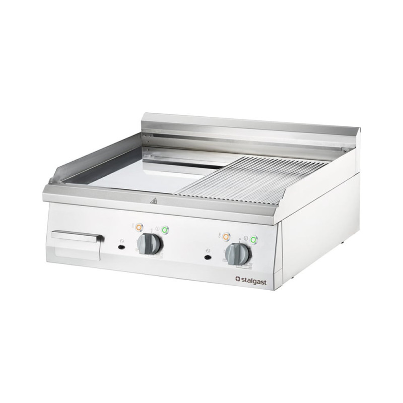 STALGAST - Plancha électrique chromée lisse et nervurée