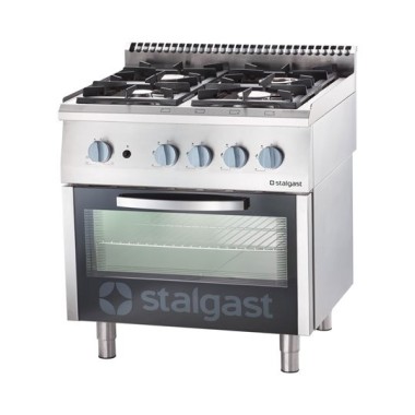STALGAST - Gazinière 4 feu avec four chaleur tournante 800x700 24,0+7,0 kW G30/37 mbar