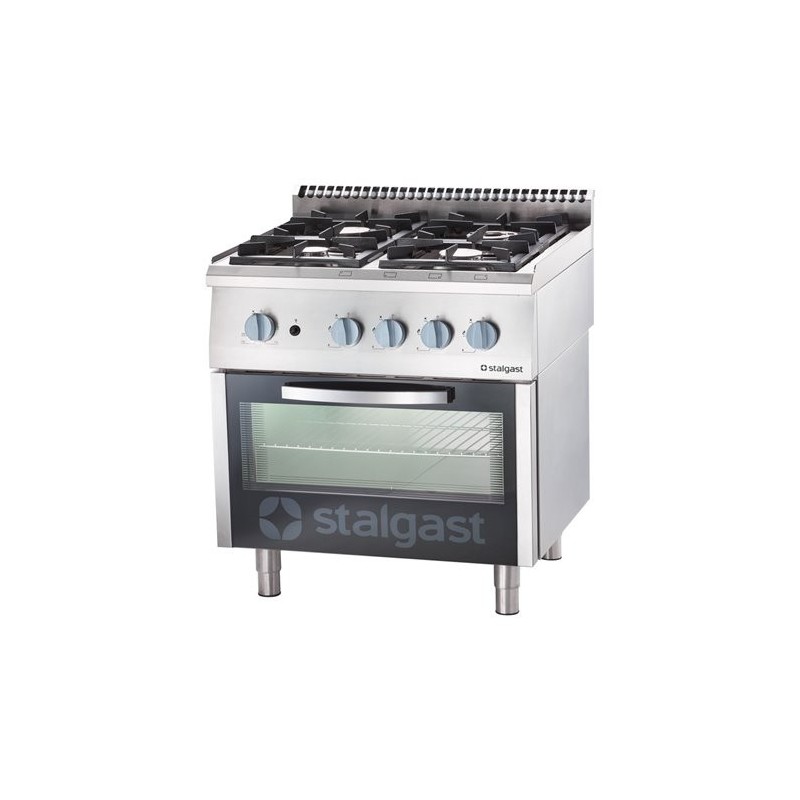 STALGAST - Gazinière 4 feu avec four chaleur tournante 800x700 24,0+7,0 kW G30/37 mbar
