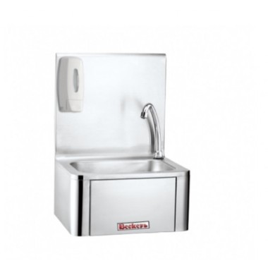 Beckers - Lavabo mural commande au genou et distributeur de savon