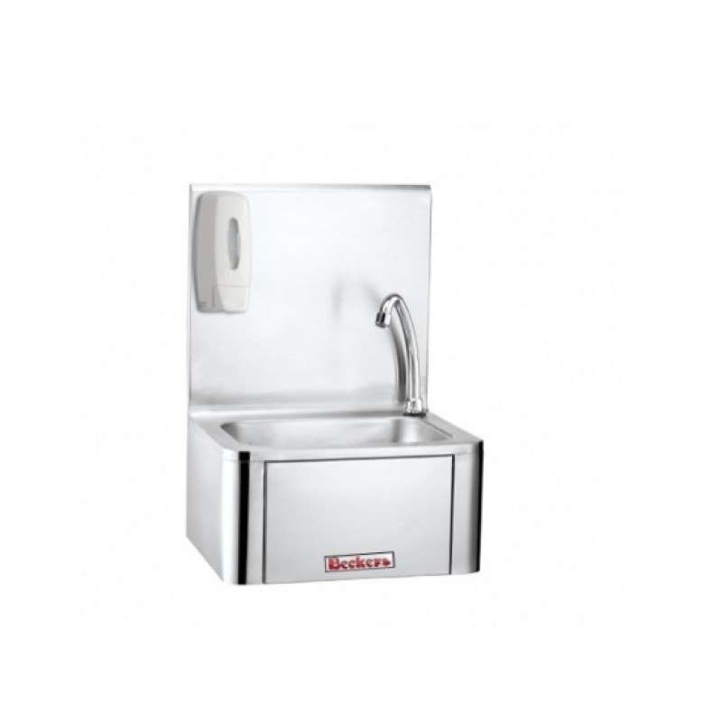 Beckers - Lavabo mural commande au genou et distributeur de savon