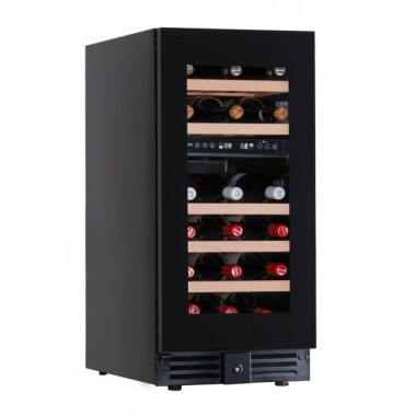 Shopdeschefs - Cave à vin ventilée à double température Modèle CW37G2TB pour 28 bouteilles de 0,75 L.