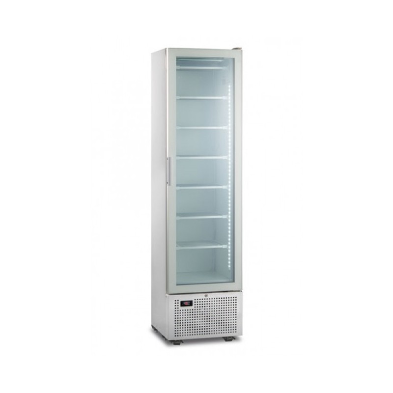 Shopdeschefs - Congélateur vertical statique Modèle SLIM FREEZER 225TWHITE Avec porte en verre
