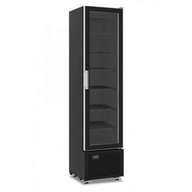 Shopdeschefs - Congélateur vertical statique Modèle SLIM FREEZER 225TBLACK avec porte en verre