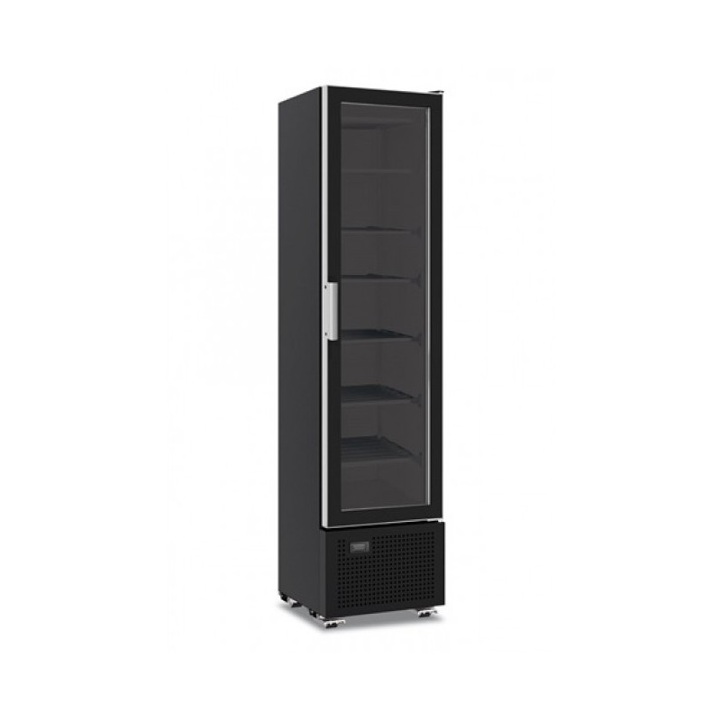 Shopdeschefs - Congélateur vertical statique Modèle SLIM FREEZER 225TBLACK avec porte en verre