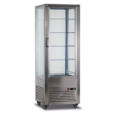 Shopdeschefs - Vitrine réfrigérée pâtisserie quatre côtés no frost en acier inoxydable Modèle DELUXE4VSILVER