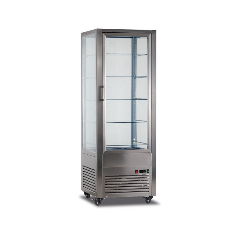 Shopdeschefs - Vitrine réfrigérée pâtisserie quatre côtés no frost en acier inoxydable Modèle DELUXE4VSILVER