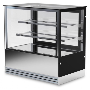 Shopdeschefs - Vitrine pâtisserie en verre avec quatre côtés, 2 étagères Modèle DELUXE122PSV