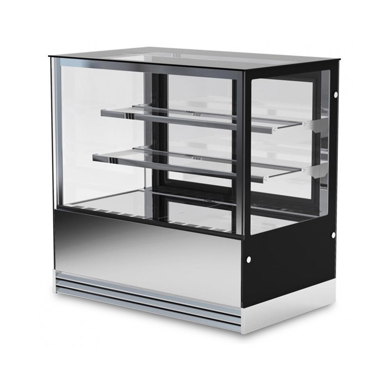 Shopdeschefs - Vitrine pâtisserie en verre avec quatre côtés, 2 étagères Modèle DELUXE122PSV