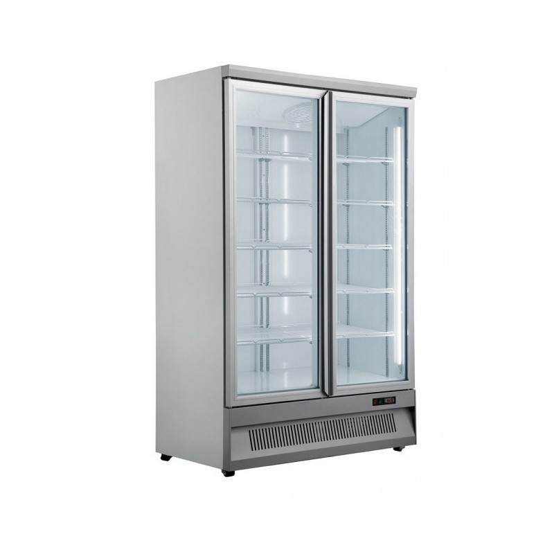 Shopdeschefs - Présentoir mural réfrigéré ventilé vertical Modèle MR126TN2 BLANC 2 portes en verre