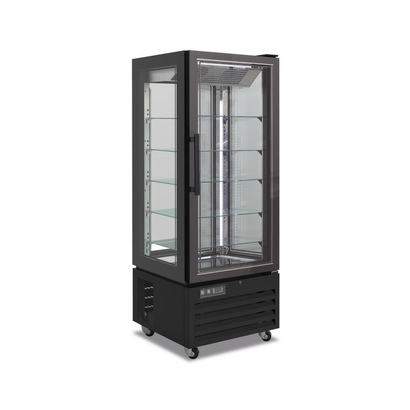 Shopdeschefs - Vitrine réfrigérée pour pâtisseries en verre à quatre côtés sans givre Modèle VICTORIA85NFPBLACK