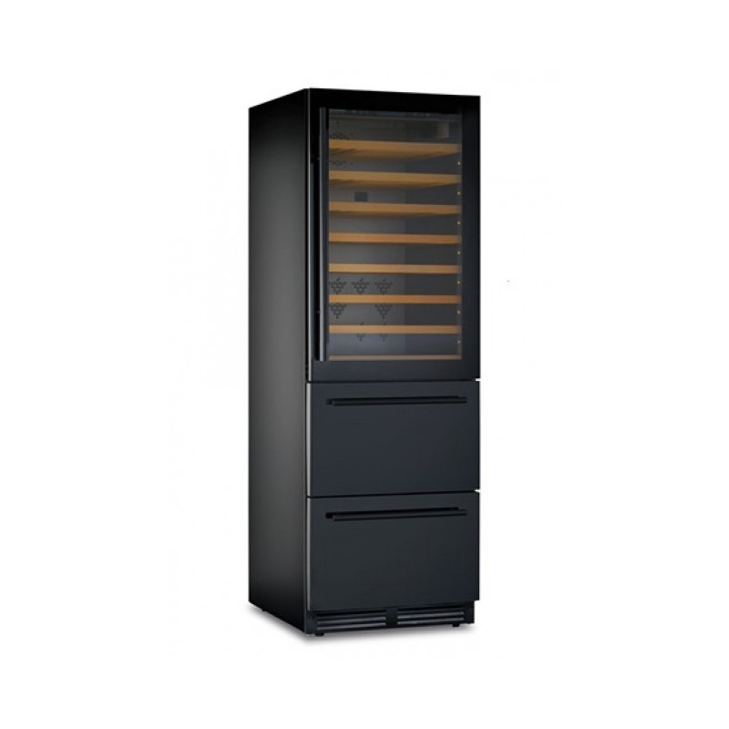 Shopdeschefs - Cave à vin ventilée 72 bouteilles compartiment supérieur et 69 compartiment inférieur Modèle DW190BLACK