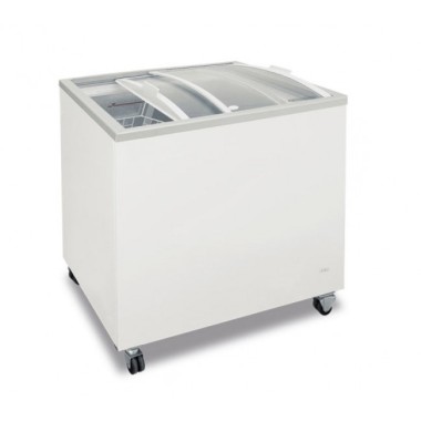 Shopdeschefs - Congélateur statique à coffre avec vitre courbe coulissante ou avec vitre plate inclinée Modèle FR400 PAC / P