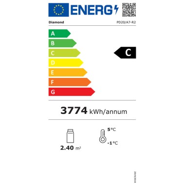 Armoire ventilée réfrigérée libre service avec portes coulissantes gris / blanc - Diamond - PD20/A7-R2