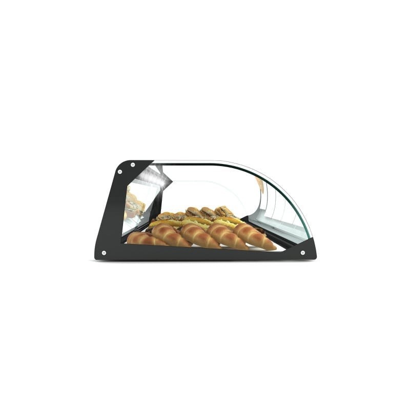Sayl - Vitrine Neutre Expo Curvé - 840 mm - 2 Niveaux - LED - E24L