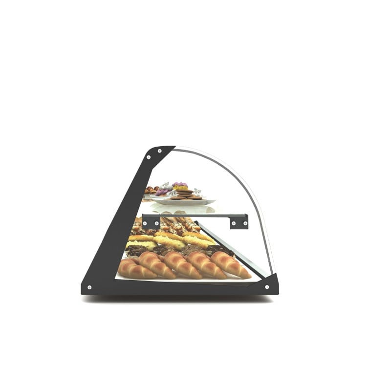 Sayl - Vitrine Neutre Expo Curvé - 840 mm - 2 Niveaux - LED - E24L