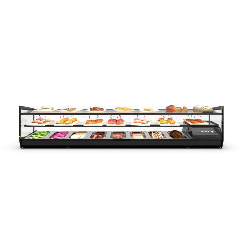 Sayl - Vitrine à Tapas Réfrigérée Bacs GN 1/3 Double LED Série KUBE - VCKB4