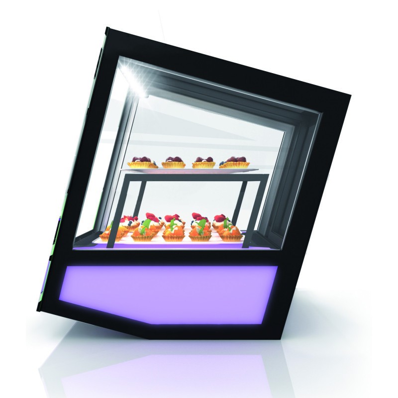 Sayl - Vitrine Réfrigérée Cubique à Poser Série QBO Base Lumineuse Colorée - 620x670 mm - QBO-R