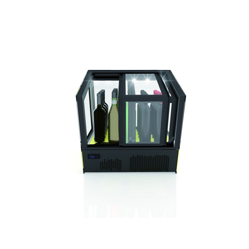 Sayl - Vitrine Réfrigérée Cubique à Poser Série QBO Base Lumineuse Colorée - 620x670 mm - QBO-R
