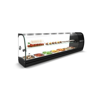 Sayl - Vitrine Tapas Réfrigérée 2 Etagères Série SLIM avec 7 Bacs GN 1/6 - VSL7