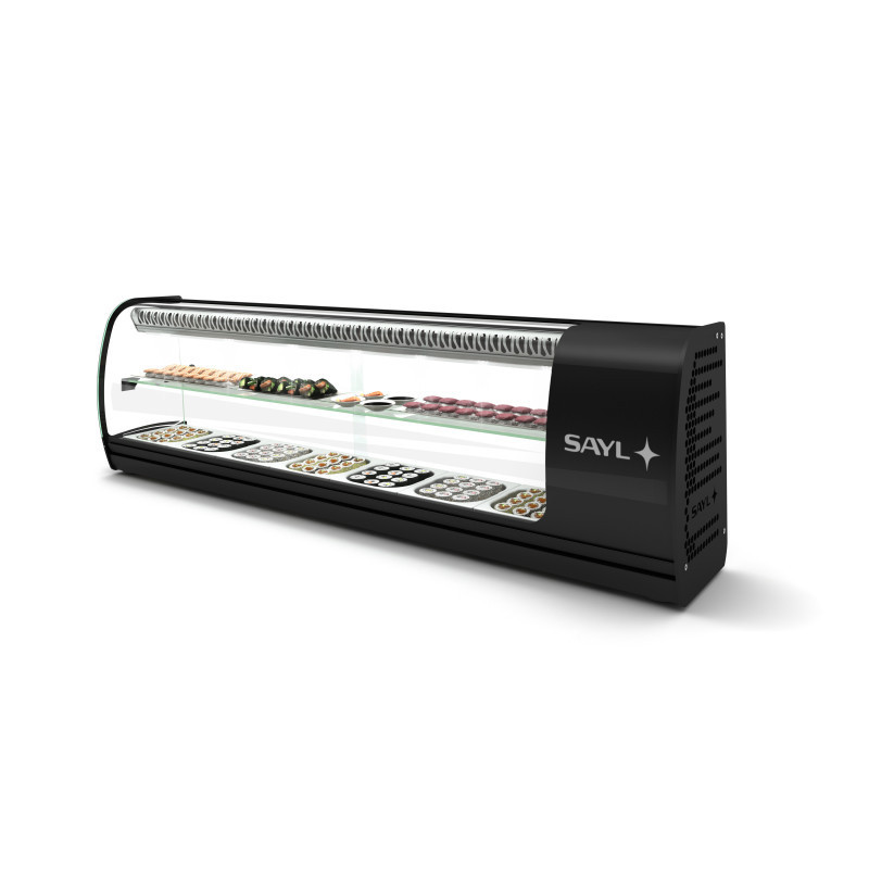 Sayl - Vitrine Sushi Réfrigérée 2 Etagères Série SLIM avec 7 Bacs GN 1/6 - VSL7S