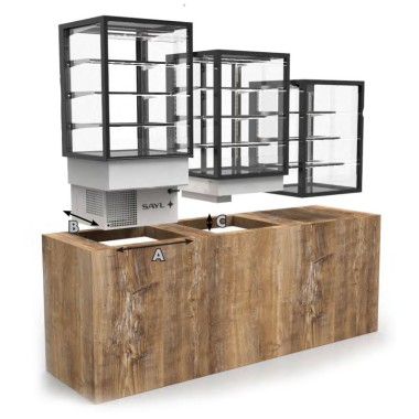 Sayl - Vitrine Chaude Drop-in Integra 3 Niveaux - 600x600 mm - DP-60-80C