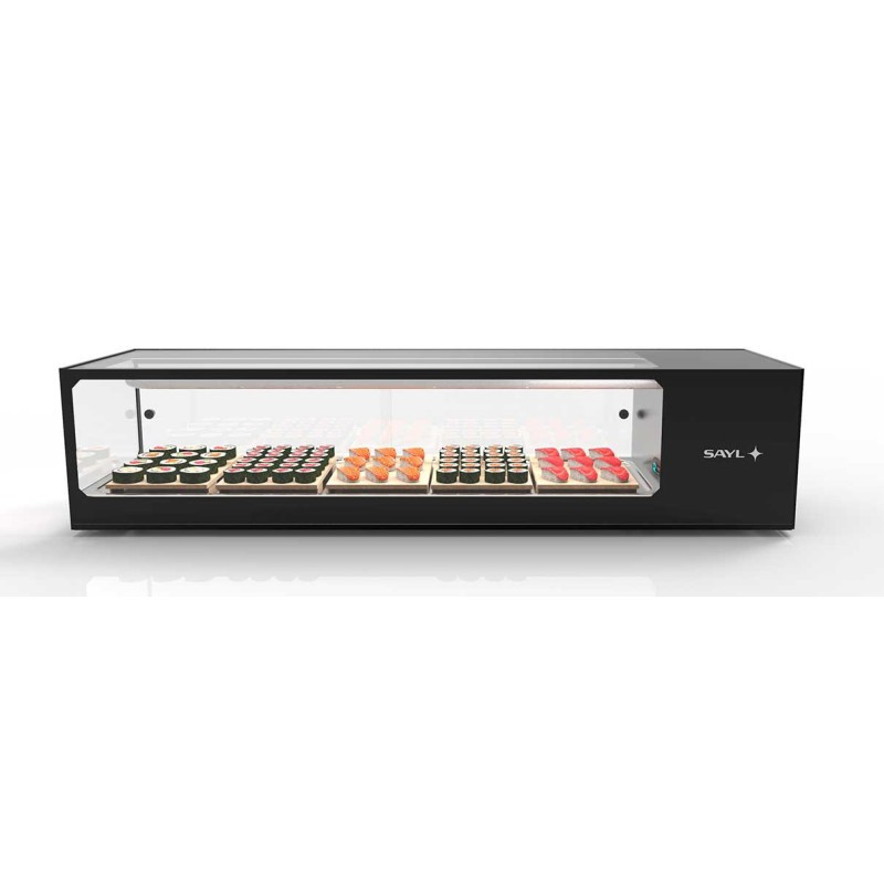 Sayl - Vitrine Sushi Série LOGIC Cuve Plane avec Groupe Déporté - L 1540 mm - VTLG8SGRP