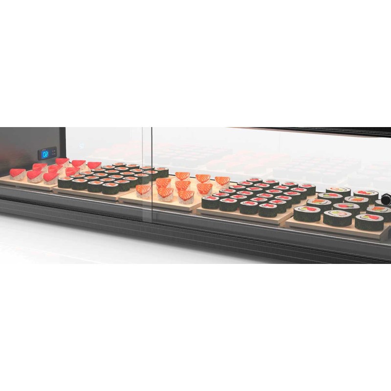 Sayl - Vitrine Sushi Série LOGIC Cuve Plane avec Groupe Déporté - L 1540 mm - VTLG8SGRP