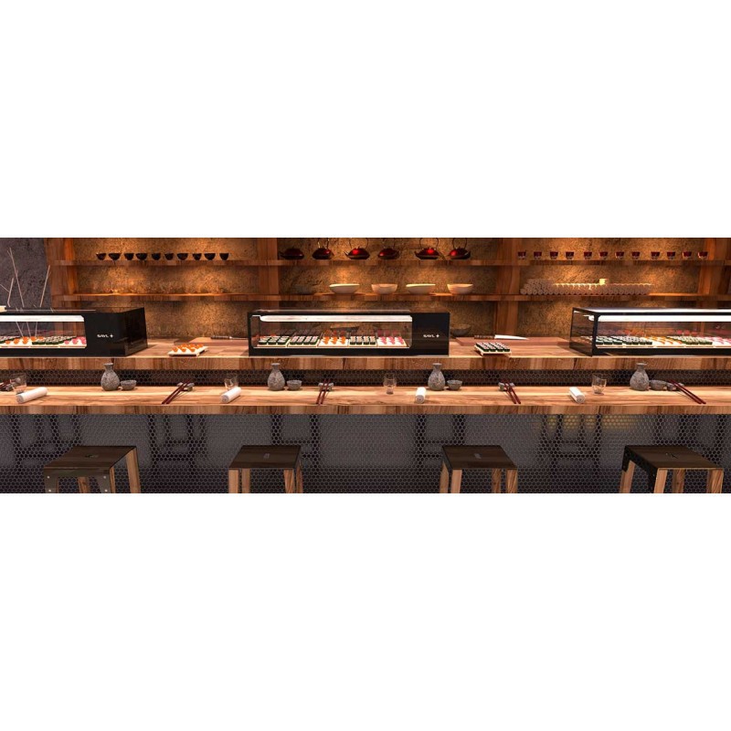 Sayl - Vitrine Sushi Série LOGIC Cuve Plane avec Groupe Déporté - L 1540 mm - VTLG8SGRP