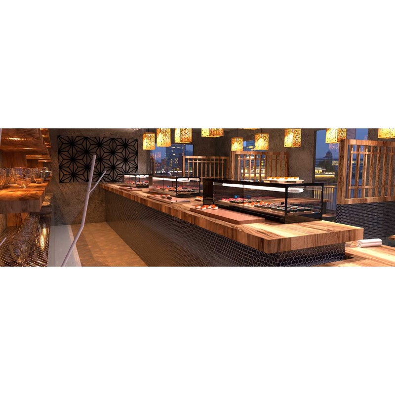Sayl - Vitrine Sushi Série LOGIC Cuve Plane avec Groupe Déporté - L 1540 mm - VTLG8SGRP