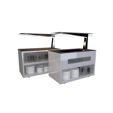 Buffet Portatif Chaud - 700 mm - 2 Bacs GN 1/1 - Noir - Sayl