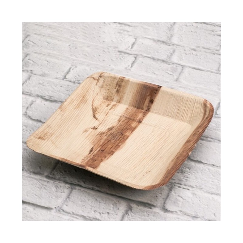Ecobioshopping - Assiette plate carrée 24x24 cm en feuille de palmier - 25 pièces - 5040
