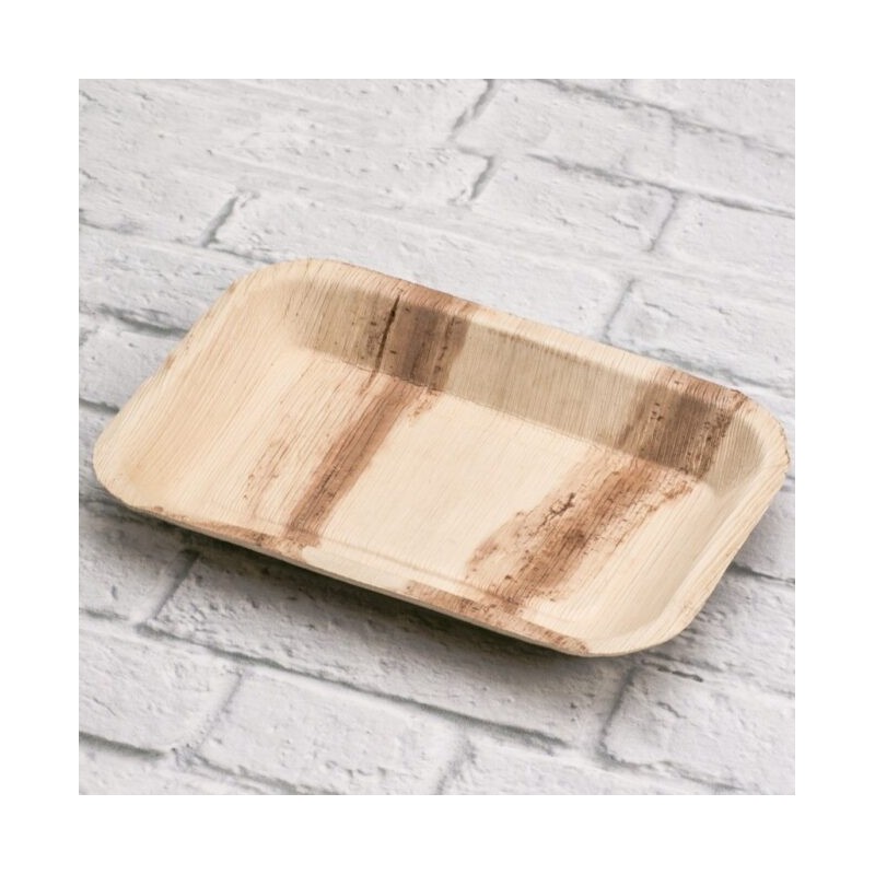Ecobioshopping - Plateau rectangulaire 23x15 en feuille de palmier - 25 pièces - 5034