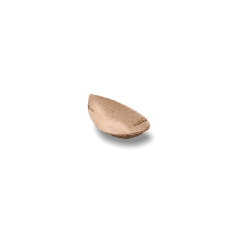 Ecobioshopping - Barquette Petit Bateau 12x6 cm en Feuille de Palmier - 25 pièces - 10758