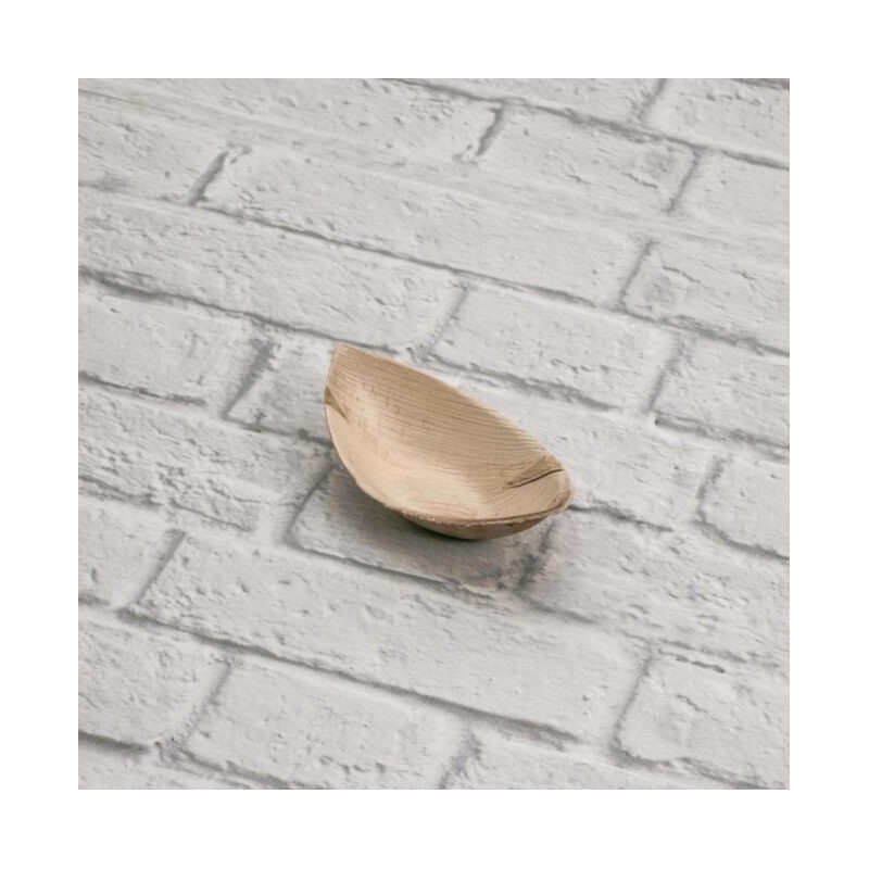 Ecobioshopping - Barquette Petit Bateau 12x6 cm en Feuille de Palmier - 25 pièces - 10758