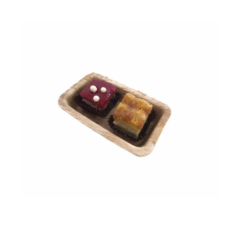 Ecobioshopping - Barquette Finger Food 12x7 cm en feuille de palmier - 25 pièces - 3584
