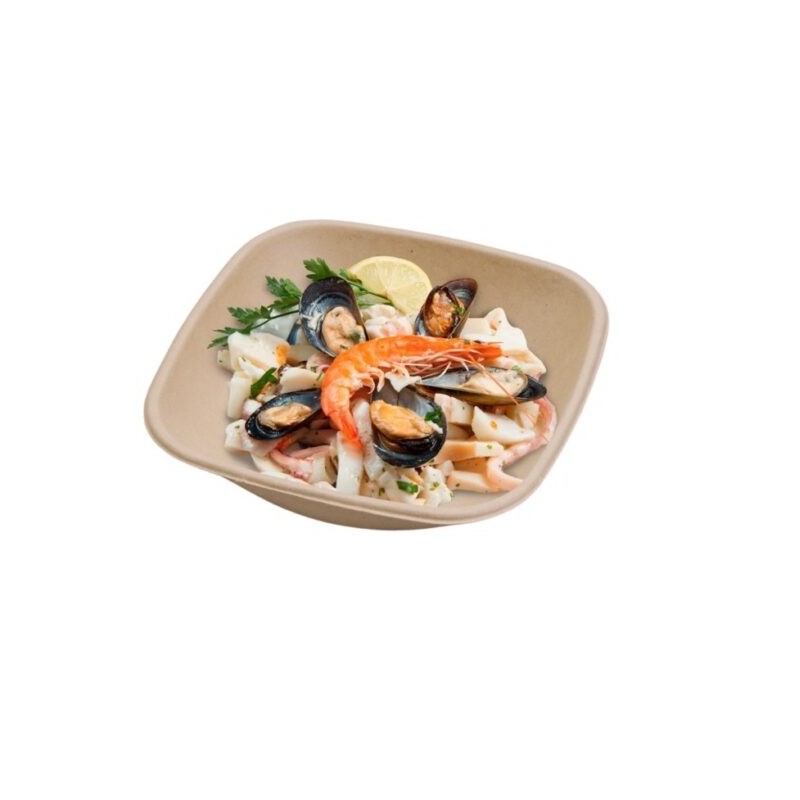 Ecobioshopping - Assiette rectangulaire Nature 600 ml en cellulose - 125 pièces - 14968