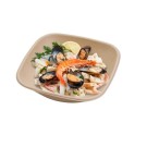 Ecobioshopping - Assiette rectangulaire Nature 600 ml en cellulose - 125 pièces - 14968